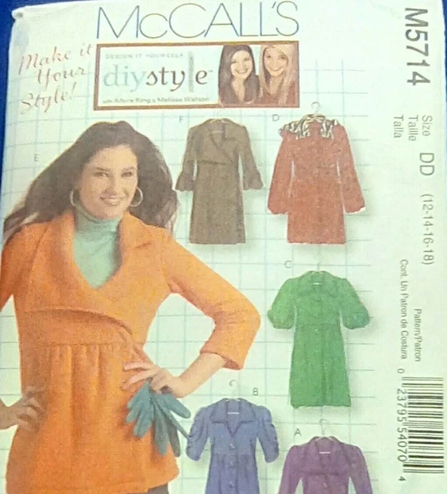 McCall's M5714 Sz 12-14-16-18 DIY design unlined jacket/coat